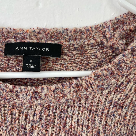 Ann Taylor Size M Minimalist Neutral Knit Crewneck Sweater Cotton/Wool Blend EUC - Picture 4 of 9